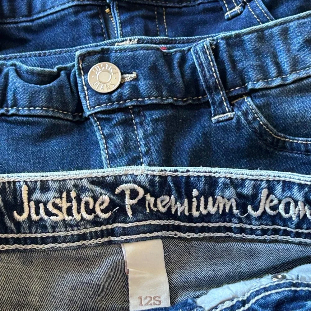 Justice‎ Girls Denim Shorts Bundle Size 12/12Slim Embroidered /Distressed 4Pack